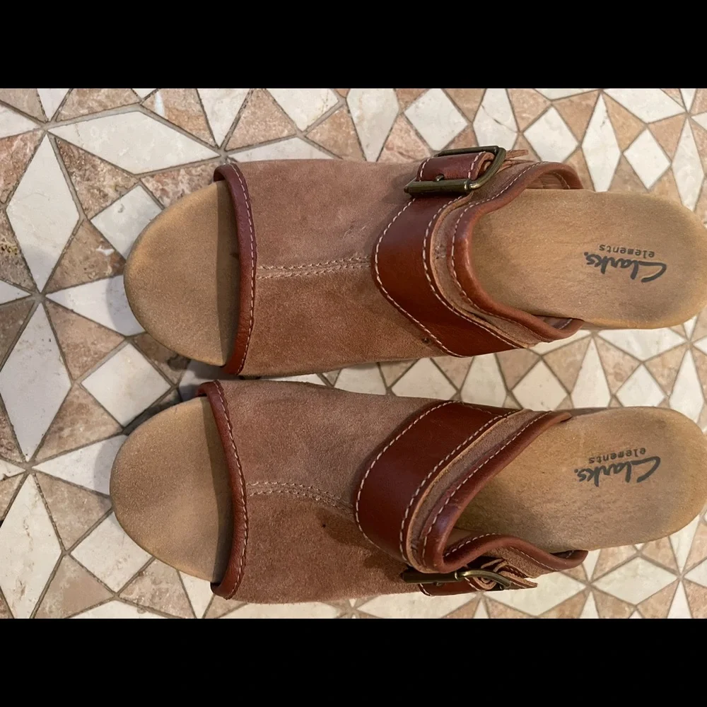 Clarks Elements 9 Cork Sole Platform Mule Amazing 🤩Condition -look at soles !!